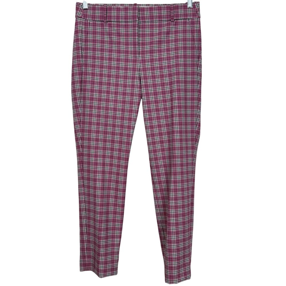 NWT J. Crew Cameron Slim Ankle Pant Pink Black Plaid Size 8 Preppy